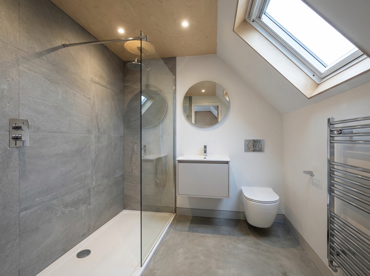 Modern en-suite bathroom with walk-in shower